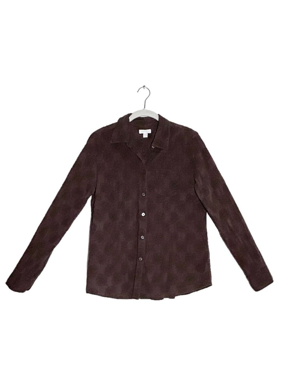 Charter Club Women's Paisley Stitched Button Up Shirt in Brown - Sz 10